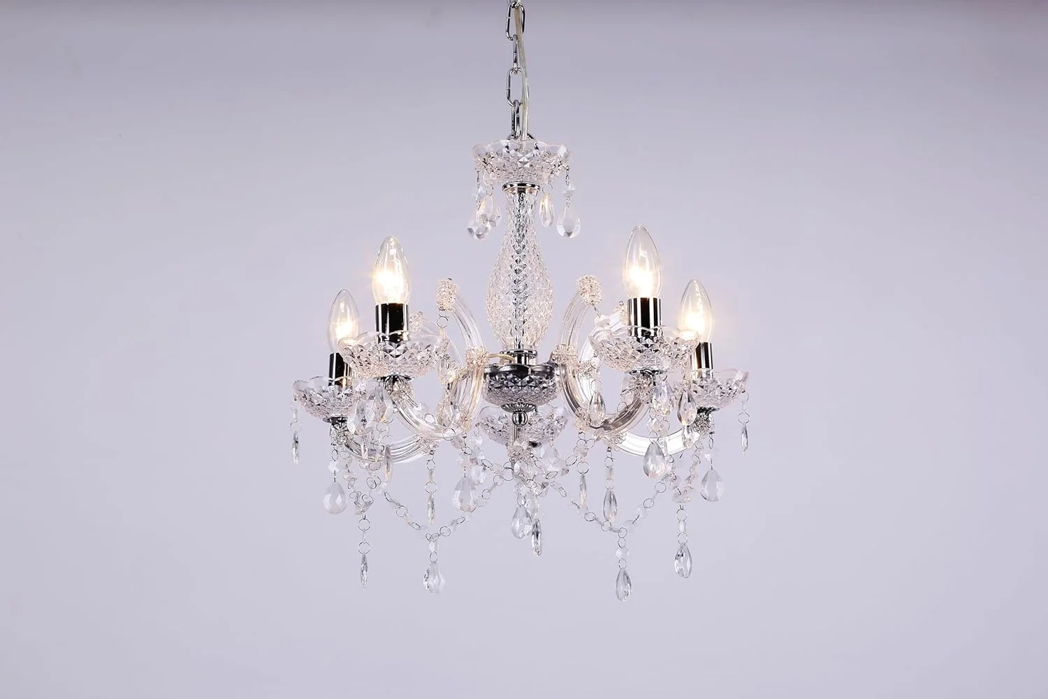 لوستر 5 شاخه Tafunker، آویز 5 لامپی، کروم، شفاف. چراغ سقفی اتاق خواب و نشیمن آکریلیک … (کروم) (شفاف) لوستر 5 شاخه Tafunker، آویز 5 لامپی، کروم، شفاف. چراغ سقفی اتاق خواب و نشیمن آکریلیک … (کروم) (شفاف)