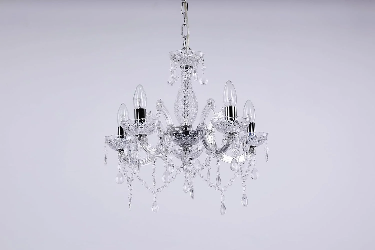 لوستر 5 شاخه Tafunker، آویز 5 لامپی، کروم، شفاف. چراغ سقفی اتاق خواب و نشیمن آکریلیک … (کروم) (شفاف) لوستر 5 شاخه Tafunker، آویز 5 لامپی، کروم، شفاف. چراغ سقفی اتاق خواب و نشیمن آکریلیک … (کروم) (شفاف)