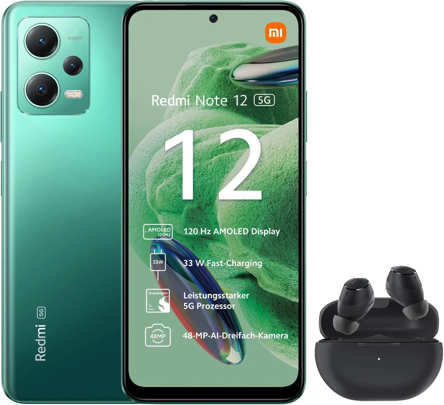 گوشی موبایل شیائومی Redmi Note 12 دو سیم کارت 128 گیگابایت حافظه داخلی + 6 گیگابایت رم (فقط GSM | بدون CDMA) نسخه بین المللی آنلاک شده کارخانه ای 5G (سبز مات)