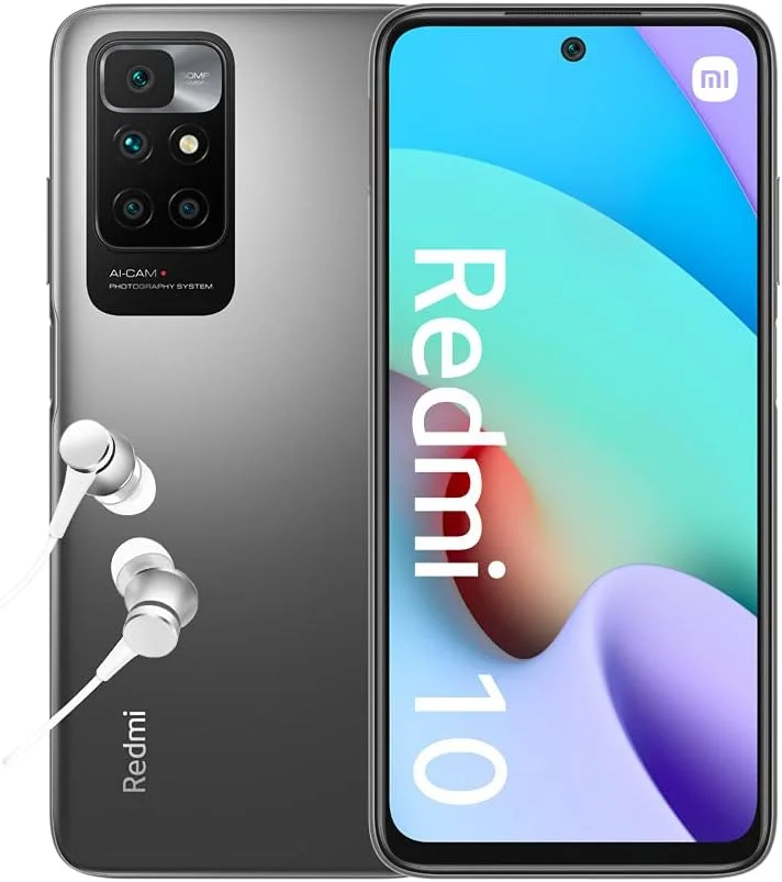 شیائومی Redmi 10 - گوشی هوشمند 4+64 گیگابایت، صفحه نمایش 6.5 اینچی FHD+ 90 هرتز DotDisplay، MediaTek Helio G88، دوربین چهارگانه 50 مگاپیکسلی AI، 5000 میلی آمپر ساعت، خاکستری کربنی (نسخه انگلستان + 2 سال گارانتی)
