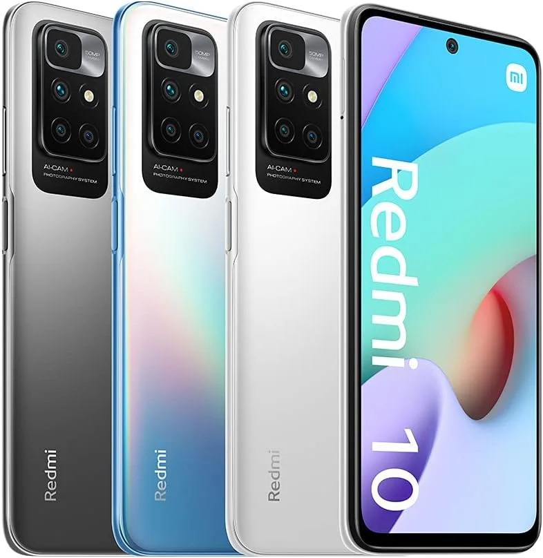 شیائومی Redmi 10 - گوشی هوشمند 4+64 گیگابایت، صفحه نمایش 6.5 اینچی FHD+ 90 هرتز DotDisplay، MediaTek Helio G88، دوربین چهارگانه 50 مگاپیکسلی AI، 5000 میلی آمپر ساعت، خاکستری کربنی (نسخه انگلستان + 2 سال گارانتی)