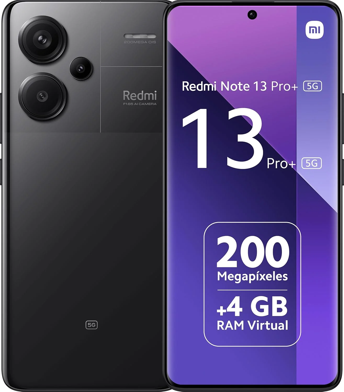 گوشی موبایل شیائومی Redmi Note 13 Pro+ Plus 5G (مناسب Tmobile Mint Tello و نسخه گلوبال) (256 گیگابایت + 8 گیگابایت رم) 6.67 اینچ دوربین سه گانه 200 مگاپیکسل NFC (مشکی نیمه شب)