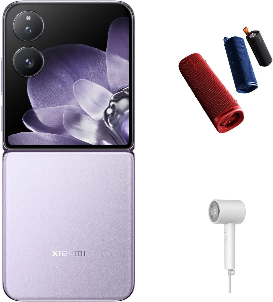 گوشی موبایل شیائومی Mix Flip 5G، بنفش (12 گیگابایت رم + 512 گیگابایت) | Snapdragon® 8 Gen 3 | صفحه نمایش دوگانه 6.86 اینچی + 4.01 اینچی 120 هرتز | باتری 4780 میلی آمپر ساعتی | دوربین دوگانه Leica 50+50، دوربین جلو 32 مگاپیکسلی | اسپیکر فضای باز رایگان + سشوار