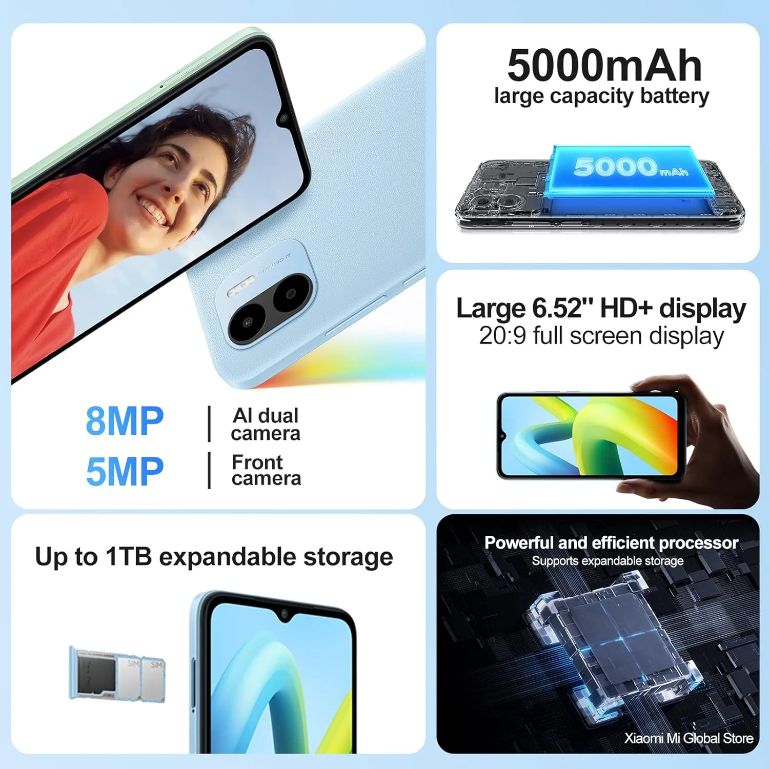 گوشی موبایل شیائومی Redmi A1 دو سیم کارت 32 گیگابایت حافظه داخلی + 2 گیگابایت رم (فقط GSM | بدون CDMA) نسخه بین المللی، آنلاک شده کارخانه ای 4G/LTE (سبز روشن) گوشی موبایل شیائومی Redmi A1 دو سیم کارت 32 گیگابایت حافظه داخلی + 2 گیگابایت رم (فقط GSM | بدون CDMA) نسخه بین المللی، آنلاک شده کارخانه ای 4G/LTE (سبز روشن)