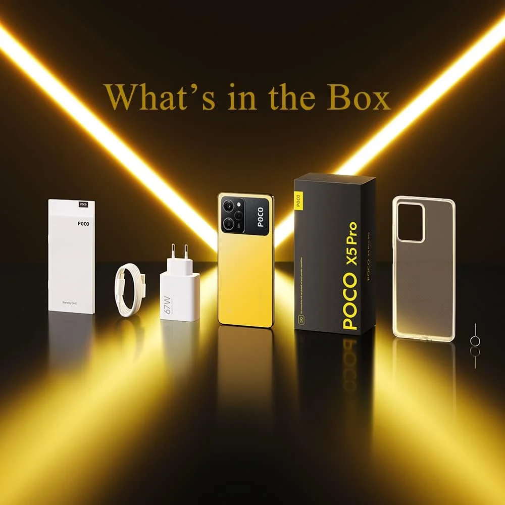 گوشی موبایل POCO X5 Pro 5G (زرد، 8 گیگابایت رم، 256 گیگابایت حافظه داخلی) - نمایشگر 120 هرتز POLED | پردازنده Snapdragon 778G | شارژ توربو 67 واتی | دوربین حرفه ای 108 مگاپیکسلی، بلوتوث، وای فای، USB