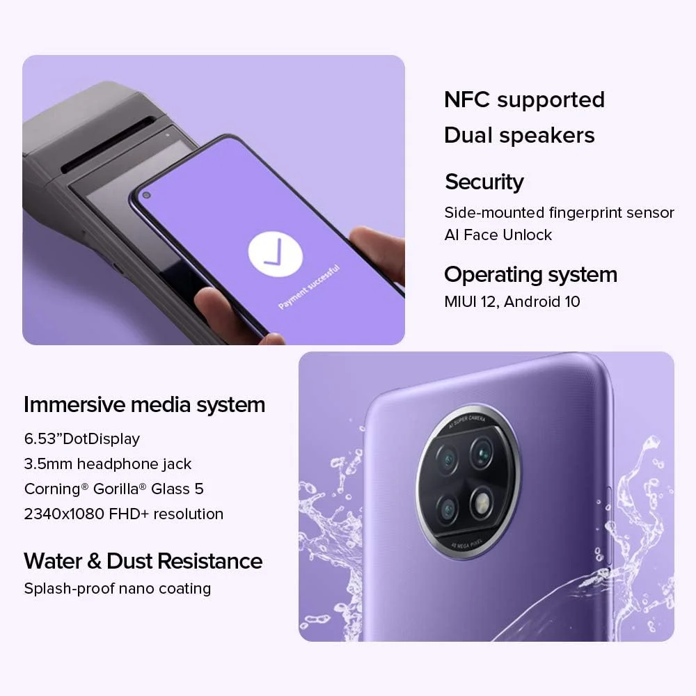 گوشی موبایل شیائومی Redmi Note 9T دو سیم کارت مشکی نیمه شب 4 گیگابایت رم 64 گیگابایت 5G LTE