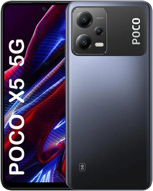 گوشی شیائومی POCO X5 5G مشکی با 8 گیگابایت رم، 256 گیگابایت حافظه، نمایشگر 120 هرتز AMOLED، پردازنده Snapdragon 695 و شارژ سریع 33 واتی، 256 گیگابایت