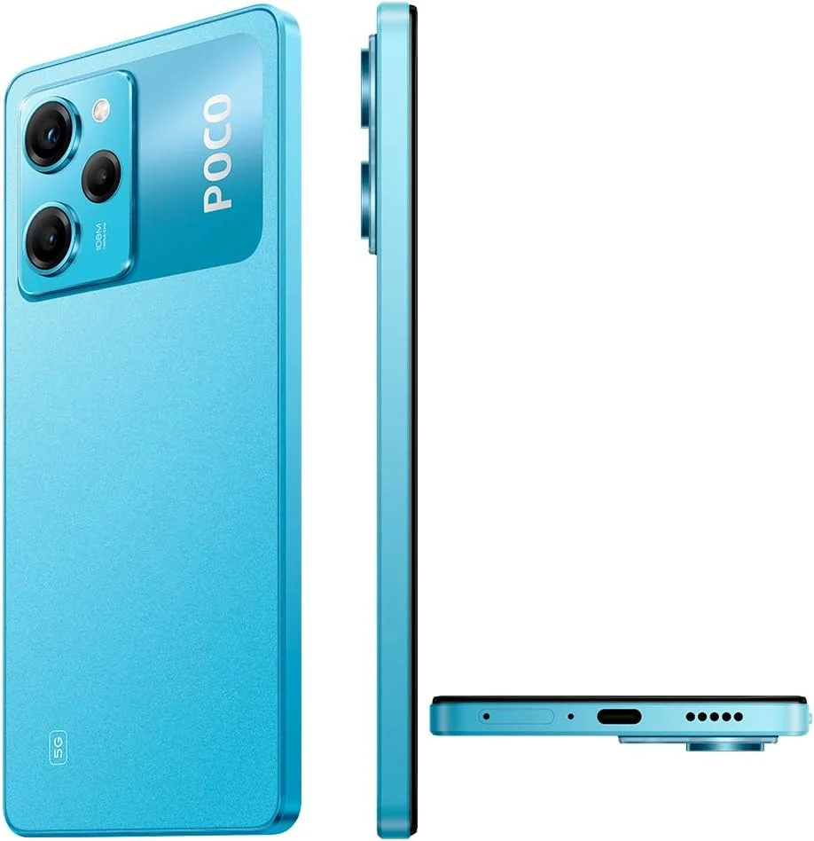 گوشی موبایل شیائومی پوکو X5 PRO 5G + 4G Volte گلوبال آنلاک 128 گیگابایت + 6 گیگابایت رم GSM 6.67 اینچ دوربین سه گانه 108 مگاپیکسلی (فقط برای بازار Tmobile Mint Tello USA) + (بسته شارژر سریع خودرو 51 واتی) (آبی)