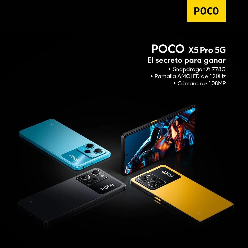 گوشی موبایل شیائومی پوکو X5 PRO 5G + 4G Volte گلوبال آنلاک 128 گیگابایت + 6 گیگابایت رم GSM 6.67 اینچ دوربین سه گانه 108 مگاپیکسلی (فقط برای بازار Tmobile Mint Tello USA) + (بسته شارژر سریع خودرو 51 واتی) (آبی)