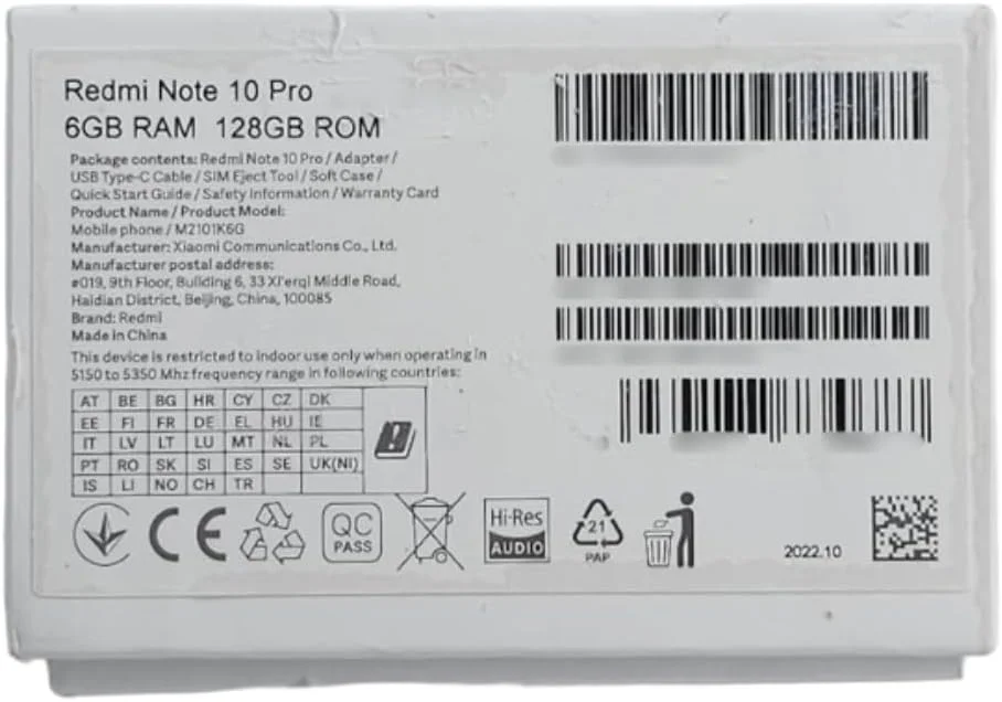 گوشی موبایل شیائومی Redmi Note 10 Pro دو سیم کارت 128 گیگابایت حافظه داخلی + 6 گیگابایت رم (فقط GSM | بدون CDMA) نسخه بین المللی آنلاک شده 4G/LTE - رنگ بنفش سحابی
