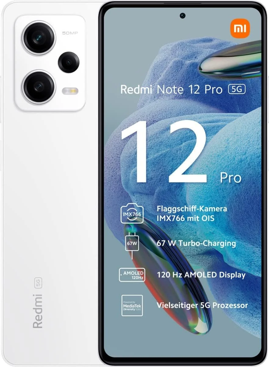 گوشی موبایل شیائومی Redmi Note 12 Pro دو سیم کارت 128 گیگابایت حافظه داخلی + 8 گیگابایت رم (فقط GSM | بدون CDMA) نسخه بین المللی کارخانه آنلاک شده 5G (سفید)