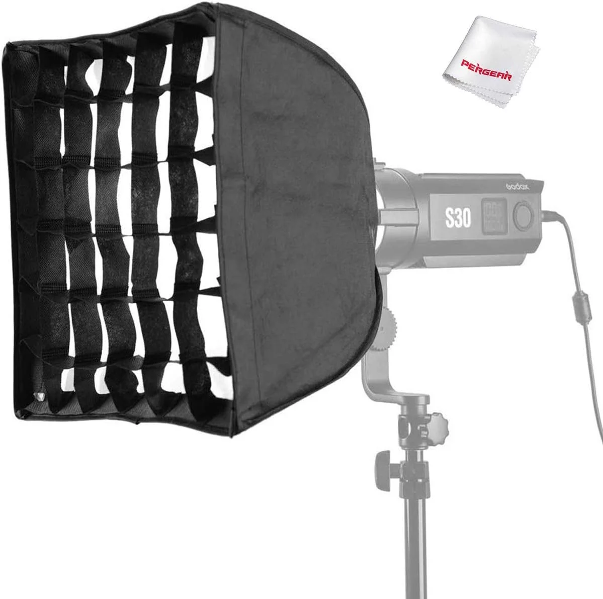 سافت باکس گودکس SA-30 با گرید 30x30 سانتی متر، برای نور ویدئویی ال ای دی متمرکز کننده گودکس S30، به همراه پارچه Pergear