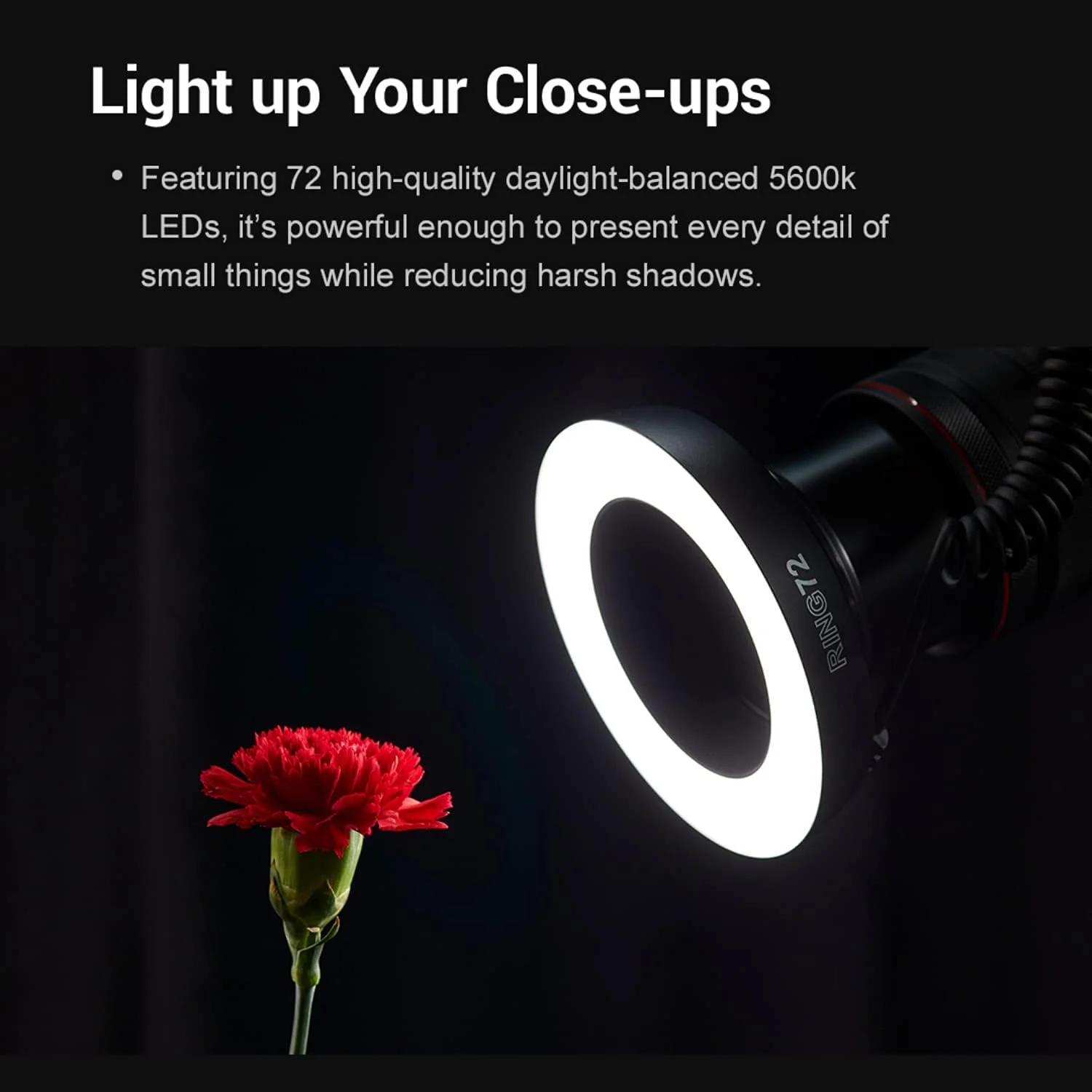 نور حلقه ای LED ماکرو گودکس RING72 8W 5600K با 8 آداپتور حلقه، TLCI 97+ CRI 96+، روشنایی قابل تنظیم برای دوربین های DSLR کانن نیکون نور حلقه ای LED ماکرو گودکس RING72 8W 5600K با 8 آداپتور حلقه، TLCI 97+ CRI 96+، روشنایی قابل تنظیم برای دوربین های DSLR کانن نیکون