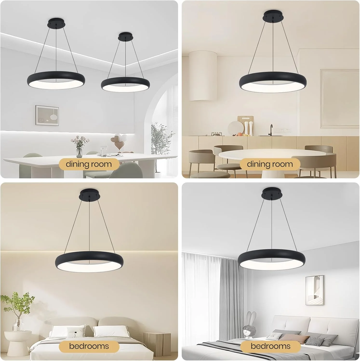 لوستر مدرن LED گرد مشکی YATAI، چراغ آویز مدرن 57 وات با ریموت، ارتفاع و روشنایی قابل تنظیم، چراغ سقفی دیمر پذیر برای اتاق خواب، اتاق غذاخوری و اتاق نشیمن، 50 سانتی متر لوستر مدرن LED گرد مشکی YATAI، چراغ آویز مدرن 57 وات با ریموت، ارتفاع و روشنایی قابل تنظیم، چراغ سقفی دیمر پذیر برای اتاق خواب، اتاق غذاخوری و اتاق نشیمن، 50 سانتی متر