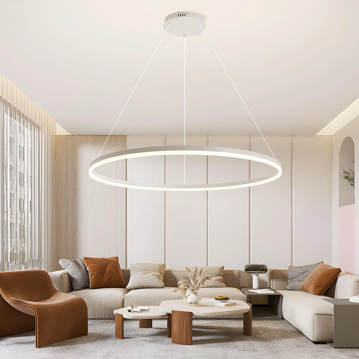 لوستر مدرن LED گرد YATAI، چراغ آویز مدرن 68 وات، ارتفاع قابل تنظیم و کم نور سه رنگ، ایده آل برای اتاق ناهار خوری، اتاق نشیمن، راه پله، سالن بزرگ، 120 سانتی متر، سفید لوستر مدرن LED گرد YATAI، چراغ آویز مدرن 68 وات، ارتفاع قابل تنظیم و کم نور سه رنگ، ایده آل برای اتاق ناهار خوری، اتاق نشیمن، راه پله، سالن بزرگ، 120 سانتی متر، سفید