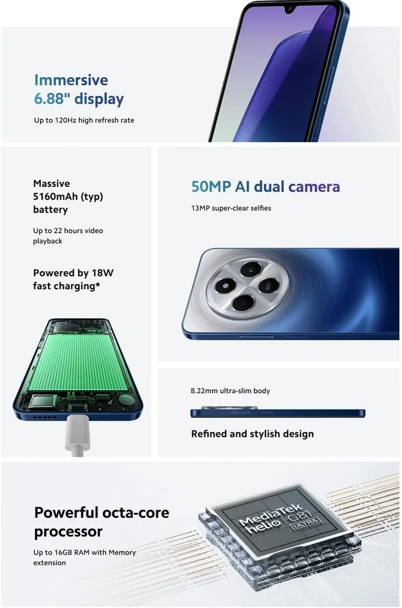 گوشی موبایل Redmi 14C (مشکی نیمه شب، 8 گیگابایت رم، 256 گیگابایت حافظه داخلی) گوشی موبایل Redmi 14C (مشکی نیمه شب، 8 گیگابایت رم، 256 گیگابایت حافظه داخلی)