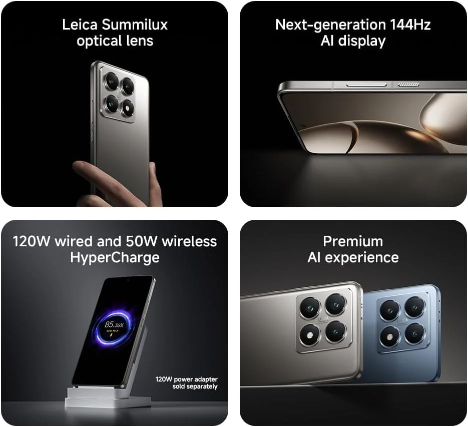 گوشی موبایل شیائومی 14T Pro 5G، خاکستری تیتانیومی (12 گیگابایت رم + 512 گیگابایت حافظه داخلی) | MediaTek 9300+ | نمایشگر 6.67 اینچی آمولد 144 هرتز | دوربین سه گانه Leica 50+50+12 مگاپیکسل، دوربین جلو 32 مگاپیکسل گوشی موبایل شیائومی 14T Pro 5G، خاکستری تیتانیومی (12 گیگابایت رم + 512 گیگابایت حافظه داخلی) | MediaTek 9300+ | نمایشگر 6.67 اینچی آمولد 144 هرتز | دوربین سه گانه Leica 50+50+12 مگاپیکسل، دوربین جلو 32 مگاپیکسل