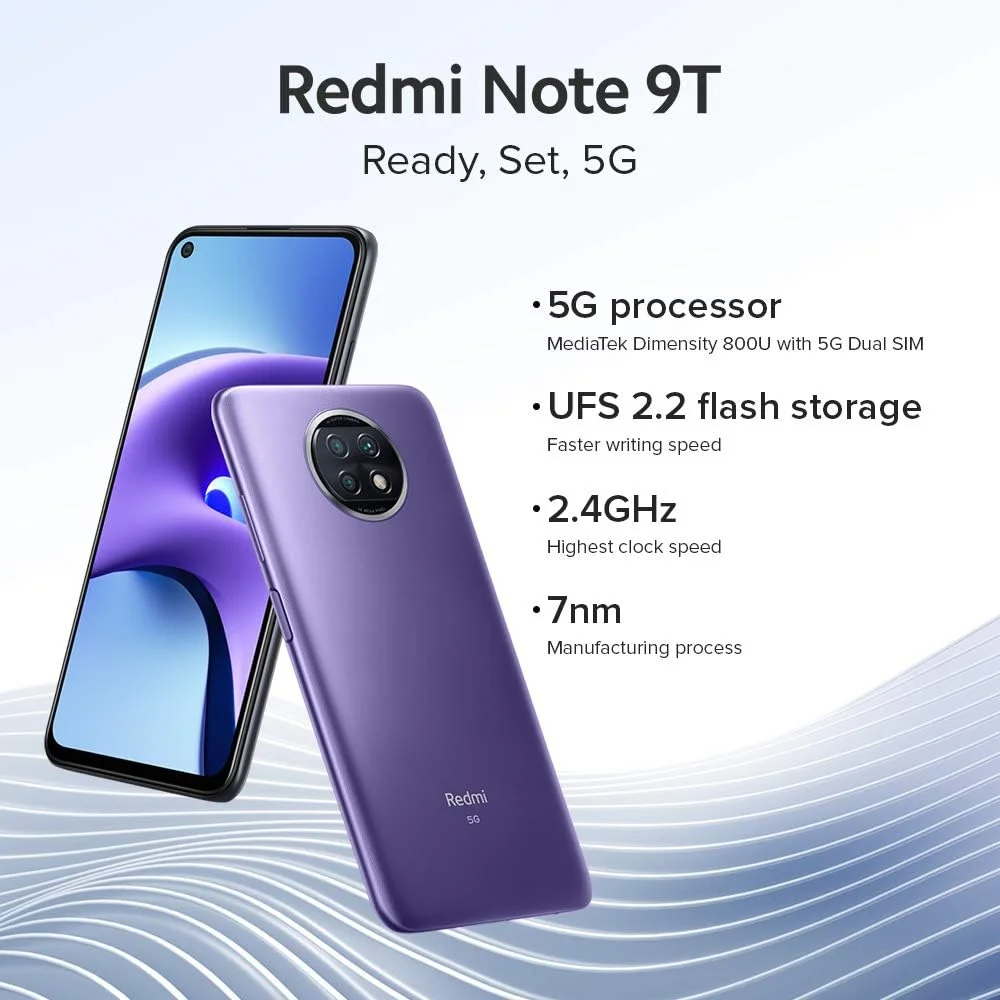 گوشی موبایل شیائومی Redmi Note 9T دو سیم کارت مشکی نیمه شب با رم 4 گیگابایت و حافظه داخلی 64 گیگابایت 5G LTE