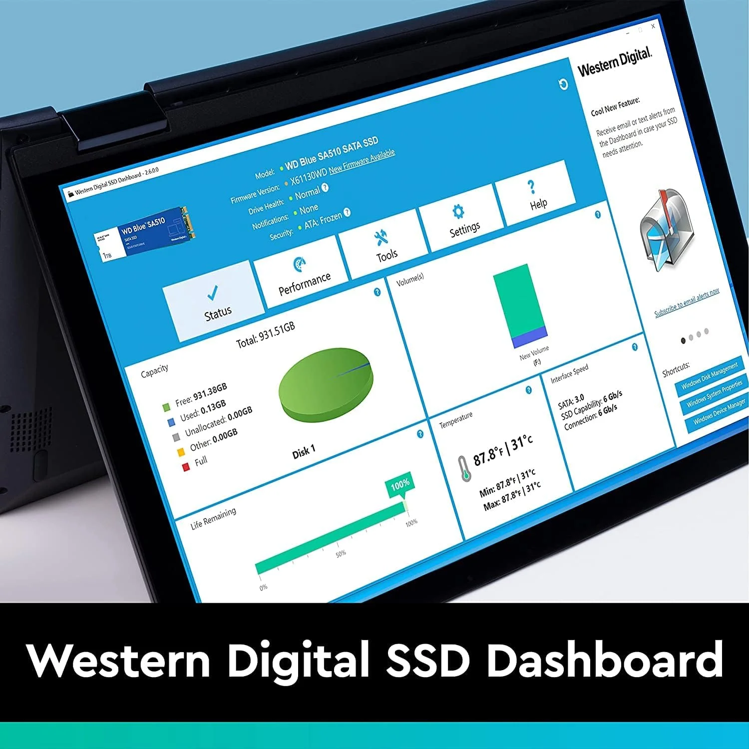حافظه اس اس دی اینترنال وسترن دیجیتال 1 ترابایت WD Blue SA510 SATA - SATA III 6 Gb/s، 2.5 اینچ / 7 میلی متر، تا 560 مگابایت بر ثانیه