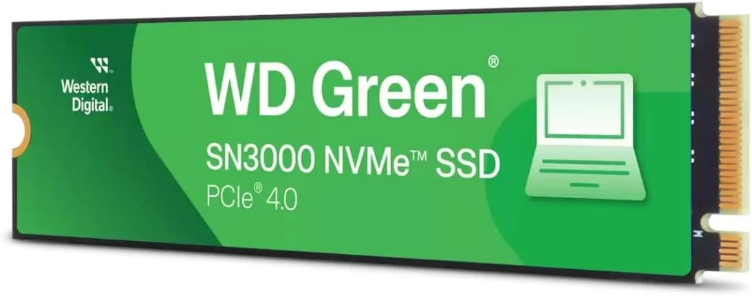 حافظه اس اس دی اینترنال وسترن دیجیتال 1 ترابایت WD Green SN3000 NVMe - درایو حالت جامد - Gen4 PCIe، M.2 2280، تا 5000 مگابایت بر ثانیه - WDS100T4G0E