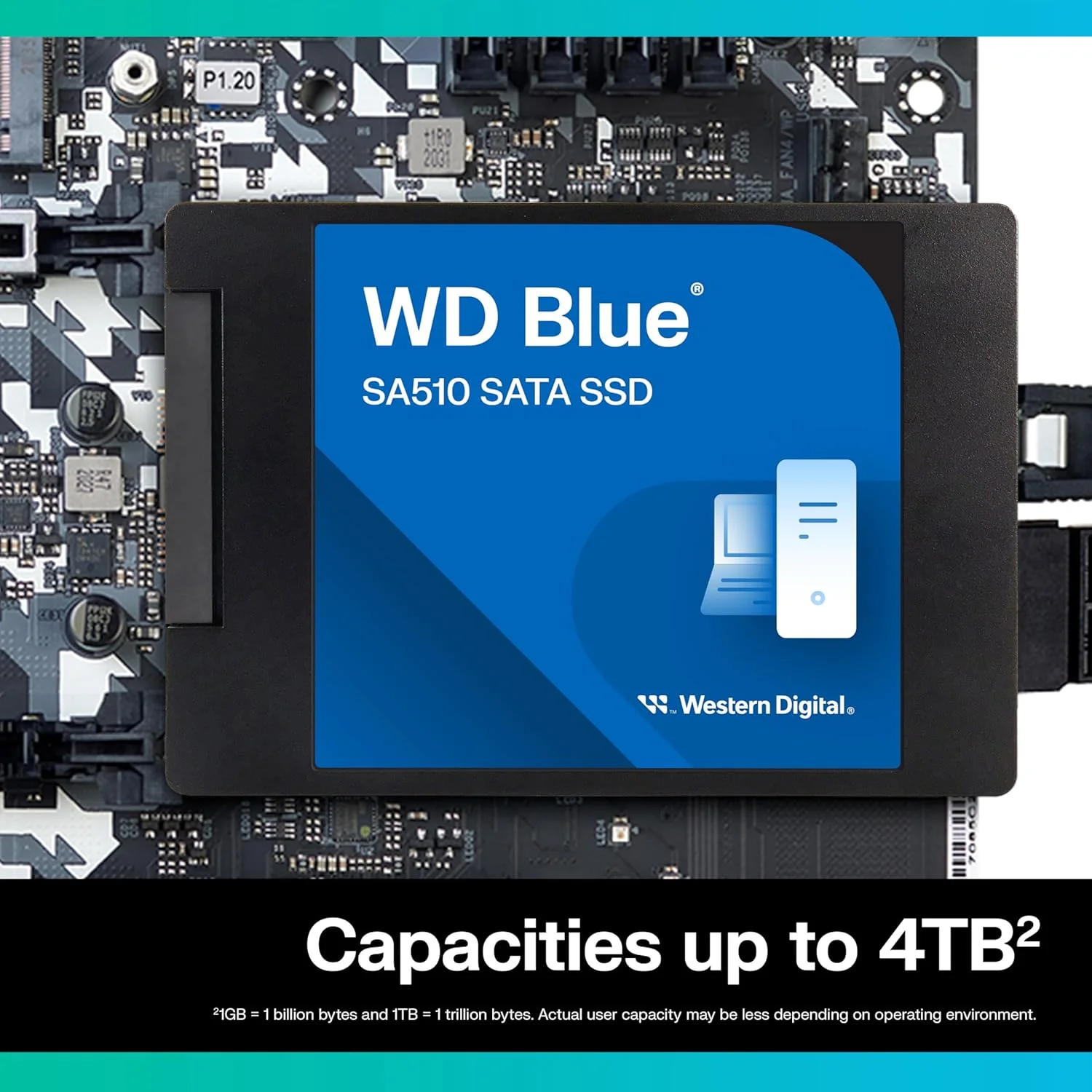 حافظه اس اس دی اینترنال وسترن دیجیتال 2 ترابایت WD Blue SA510 SATA - SATA III 6 Gb/s، 2.5 اینچ/7 میلی متر، تا 560 مگابایت بر ثانیه - WDS200T3B0A