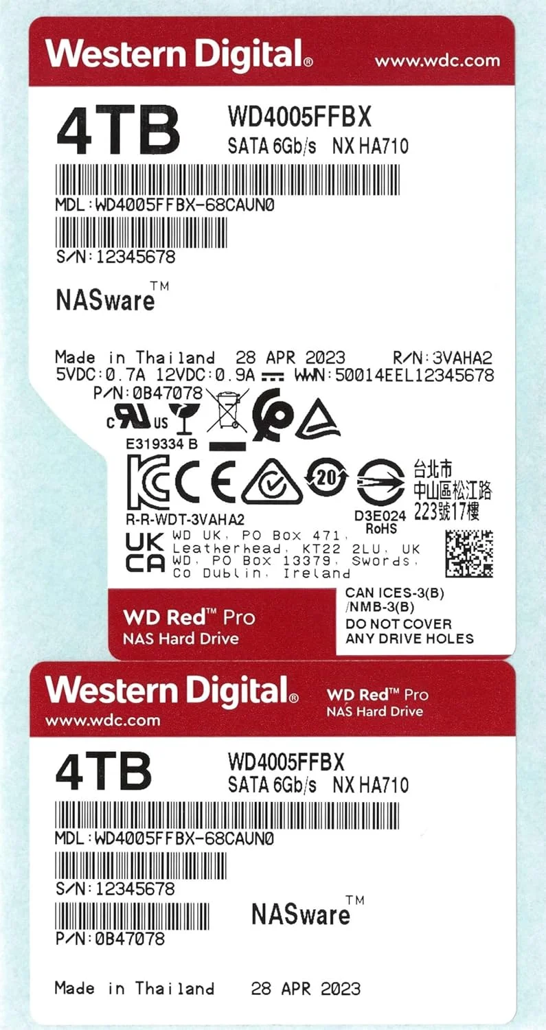 هارد دیسک داخلی وسترن دیجیتال 4 ترابایت WD Red Pro NAS - 7200 دور در دقیقه، SATA 6 گیگابیت بر ثانیه، CMR، 256 مگابایت حافظه کش، 3.5 اینچ - WD4005FFBX