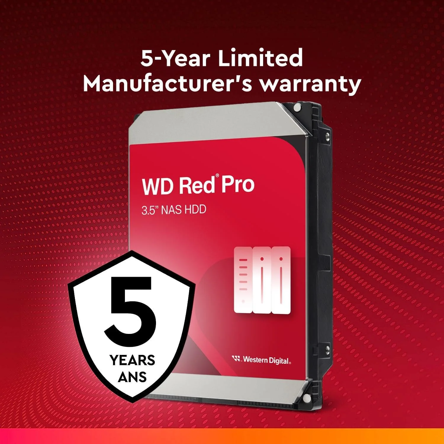 هارد دیسک داخلی وسترن دیجیتال 18 ترابایت WD Red Pro NAS - 7200 دور در دقیقه، SATA 6 گیگابیت بر ثانیه، CMR، 256 مگابایت حافظه کش، 3.5 اینچ - WD181KFGX