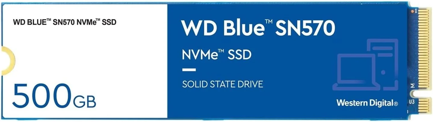 حافظه اس اس دی اینترنال وسترن دیجیتال 500 گیگابایت مدل WD Blue SN570 NVMe - Gen3 x4 PCIe 8Gb/s، M.2 2280، سرعت تا 3500 مگابایت بر ثانیه - WDS500G3B0C
