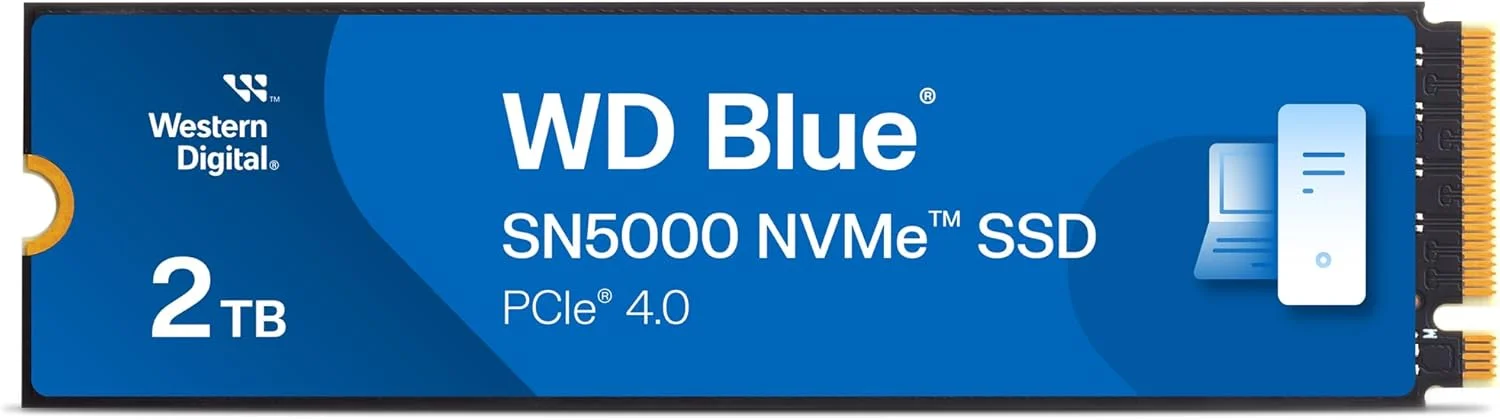 اس اس دی 2 ترابایتی WD Blue SN5000، اس اس دی NVMe، اس اس دی داخلی، PCIe Gen 4.0، سرعت خواندن تا 5150 مگابایت بر ثانیه، فناوری nCache، نرم افزار رایگان انتقال داده Acronis True Image، درایو حالت جامد داخلی.