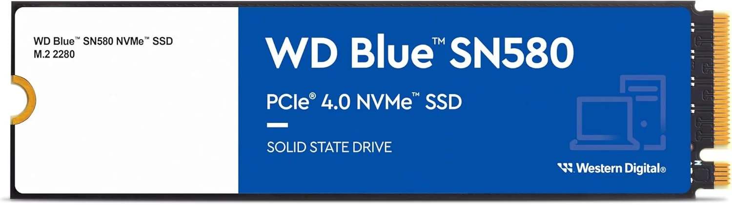 حافظه اس اس دی اینترنال وسترن دیجیتال 1 ترابایت WD Blue SN580 NVMe - Gen4 x4 PCIe 16Gb/s، M.2 2280، تا 4150 مگابایت بر ثانیه - WDS100T3B0E