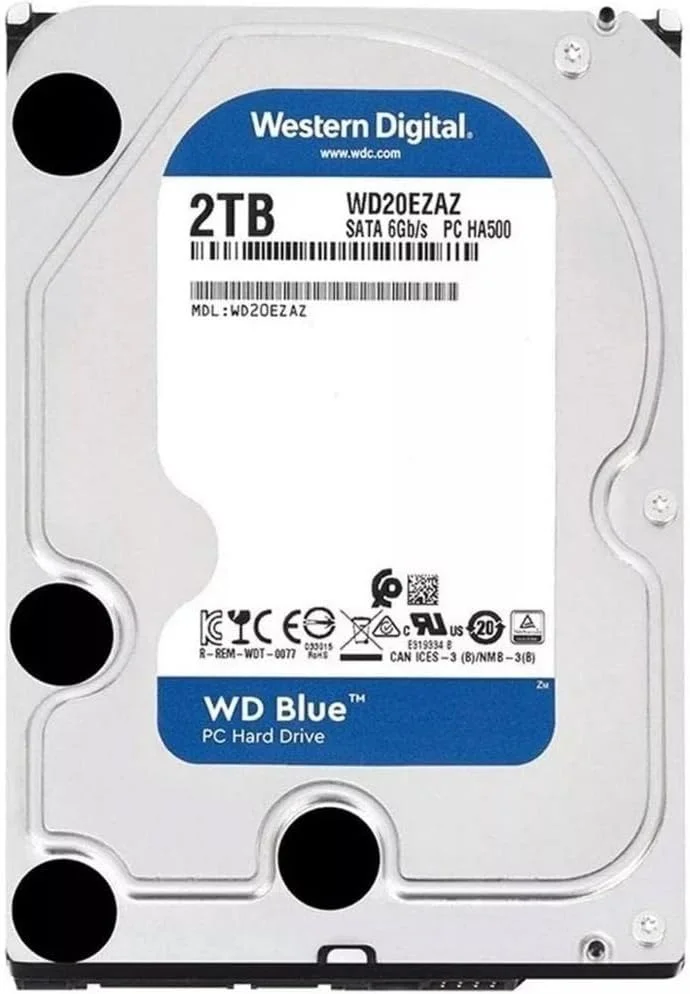 هارد دیسک داخلی 2 ترابایتی وسترن دیجیتال WD Blue برای کامپیوتر - 5400 دور در دقیقه، SATA 6 گیگابیت بر ثانیه، 256 مگابایت حافظه کش، 3.5 اینچ - WD20EZAZ
