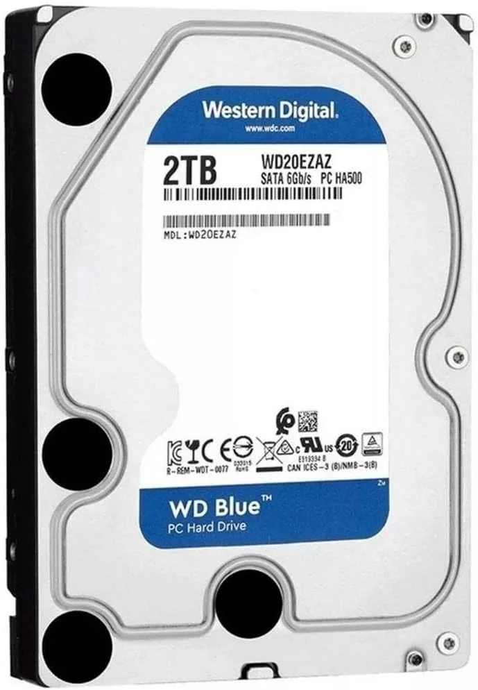 هارد دیسک داخلی 2 ترابایتی وسترن دیجیتال WD Blue برای کامپیوتر - 5400 دور در دقیقه، SATA 6 گیگابیت بر ثانیه، 256 مگابایت حافظه کش، 3.5 اینچ - WD20EZAZ