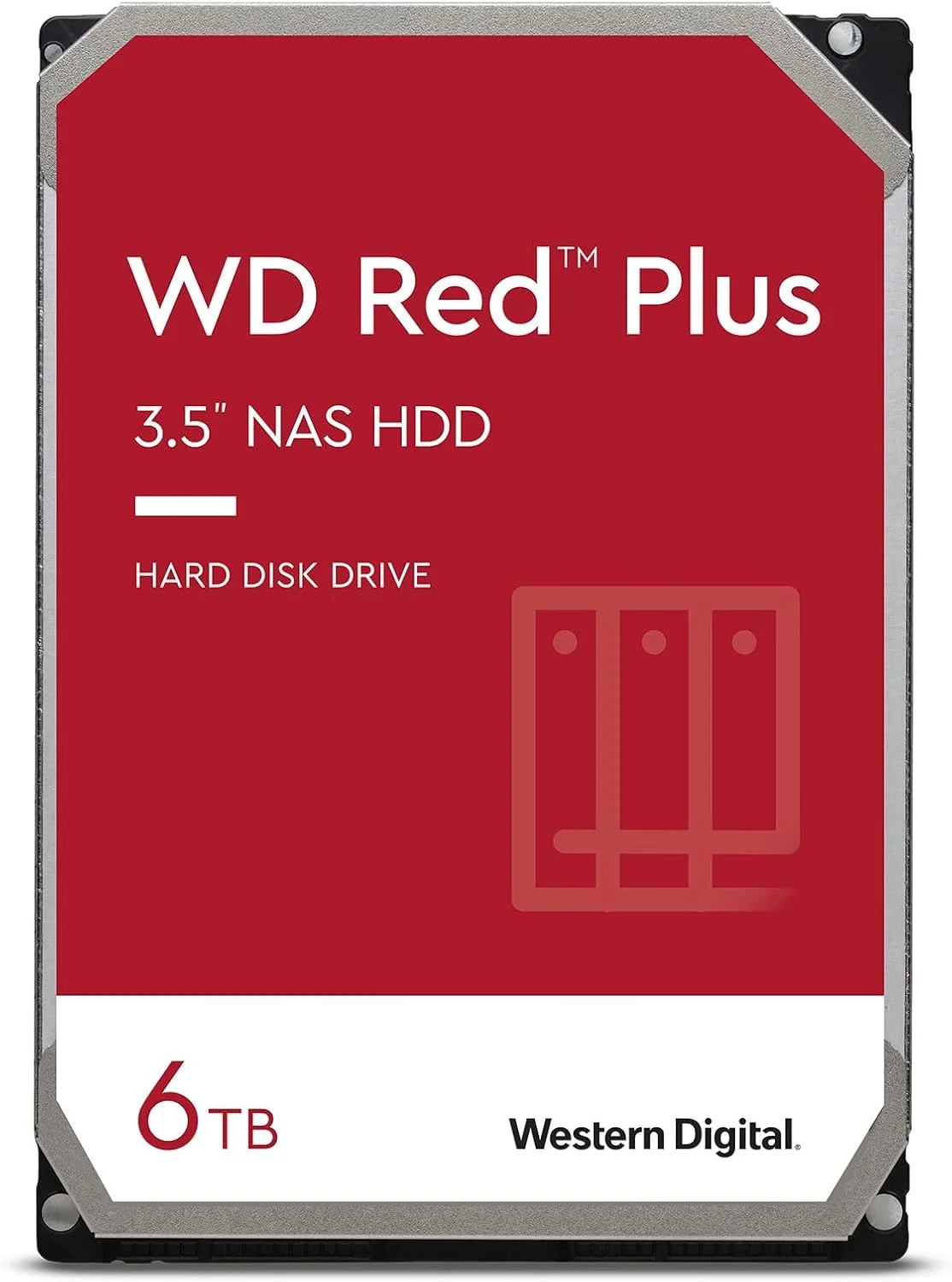 هارد دیسک داخلی وسترن دیجیتال 6 ترابایت WD Red Plus NAS - 5400 دور در دقیقه، SATA 6 گیگابیت بر ثانیه، CMR، 64 مگابایت حافظه کش، 3.5 اینچ - WD60EFRX