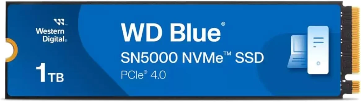 حافظه اس اس دی NVMe وسترن دیجیتال آبی SN5000 با ظرفیت 1 ترابایت، PCIe Gen 4.0، سرعت خواندن تا 5150 مگابایت بر ثانیه، فناوری nCache 4.0، 5 سال گارانتی، شامل نرم افزار رایگان Acronis True Image برای انتقال داده - M.2 2280 Internal SSD