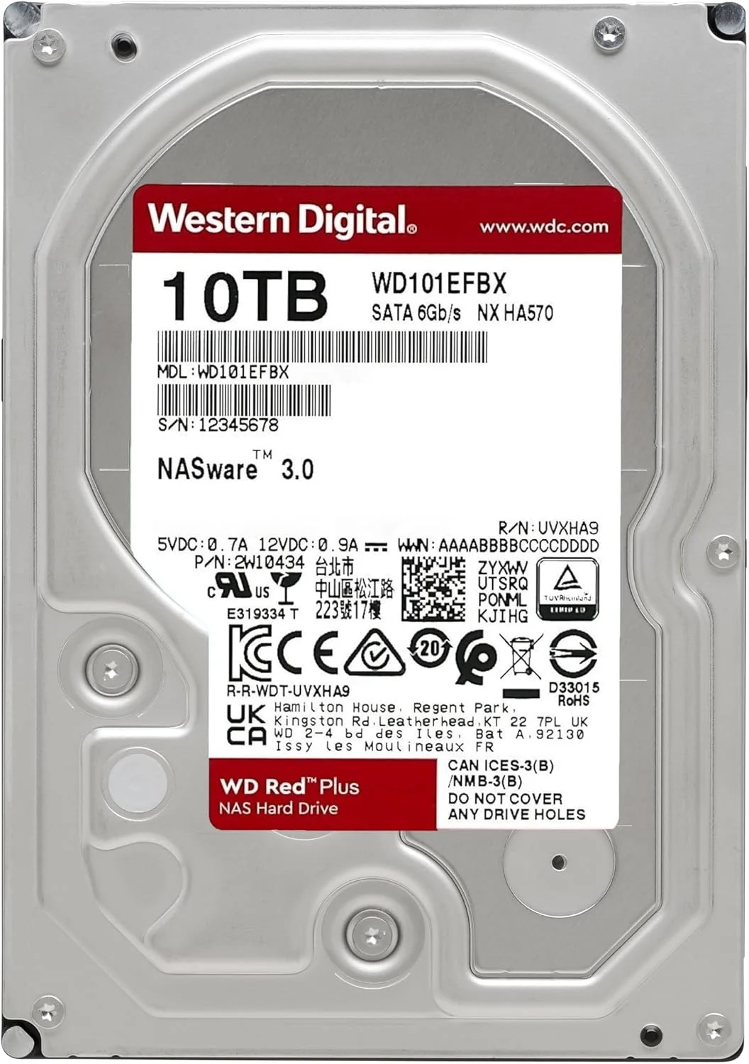 هارد دیسک داخلی وسترن دیجیتال 10 ترابایت WD Red Plus NAS - 7200 دور در دقیقه، SATA 6 گیگابیت بر ثانیه، CMR، 256 مگابایت کش، 3.5 اینچ - WD101EFBX هارد دیسک داخلی وسترن دیجیتال 10 ترابایت WD Red Plus NAS - 7200 دور در دقیقه، SATA 6 گیگابیت بر ثانیه، CMR، 256 مگابایت کش، 3.5 اینچ - WD101EFBX