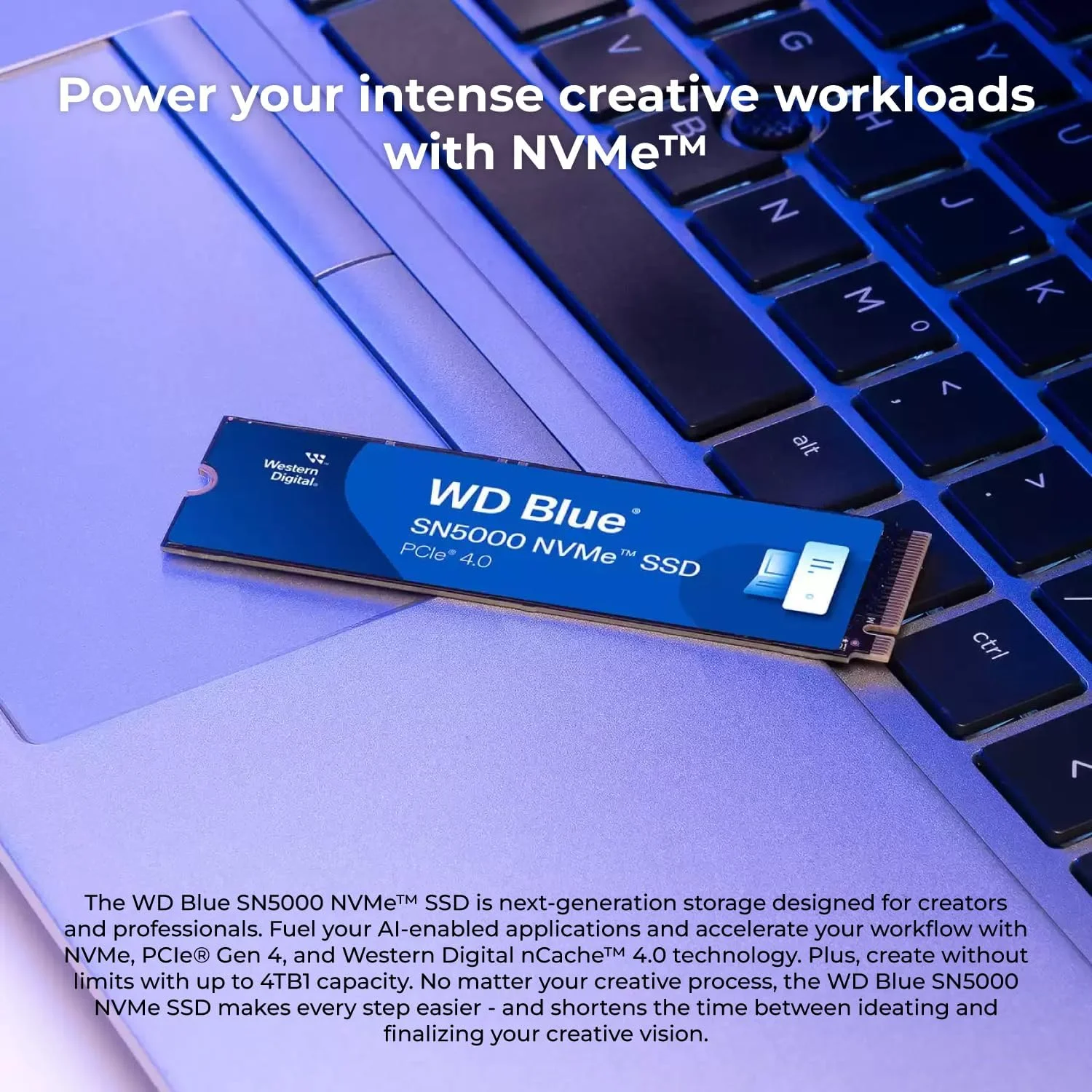 حافظه اس اس دی NVMe وسترن دیجیتال آبی SN5000 با ظرفیت 1 ترابایت، PCIe Gen 4.0، سرعت خواندن تا 5150 مگابایت بر ثانیه، فناوری nCache 4.0، 5 سال گارانتی، شامل نرم افزار رایگان Acronis True Image برای انتقال داده - M.2 2280 Internal SSD حافظه اس اس دی NVMe وسترن دیجیتال آبی SN5000 با ظرفیت 1 ترابایت، PCIe Gen 4.0، سرعت خواندن تا 5150 مگابایت بر ثانیه، فناوری nCache 4.0، 5 سال گارانتی، شامل نرم افزار رایگان Acronis True Image برای انتقال داده - M.2 2280 Internal SSD