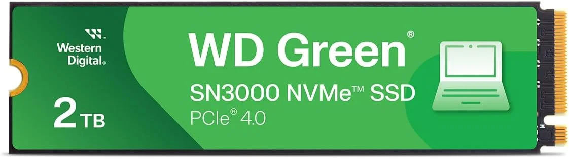 حافظه اس اس دی اینترنال وسترن دیجیتال 2 ترابایت WD Green SN3000 NVMe - درایو حالت جامد - Gen4 PCIe، M.2 2280، تا 5000 مگابایت بر ثانیه - WDS200T4G0E