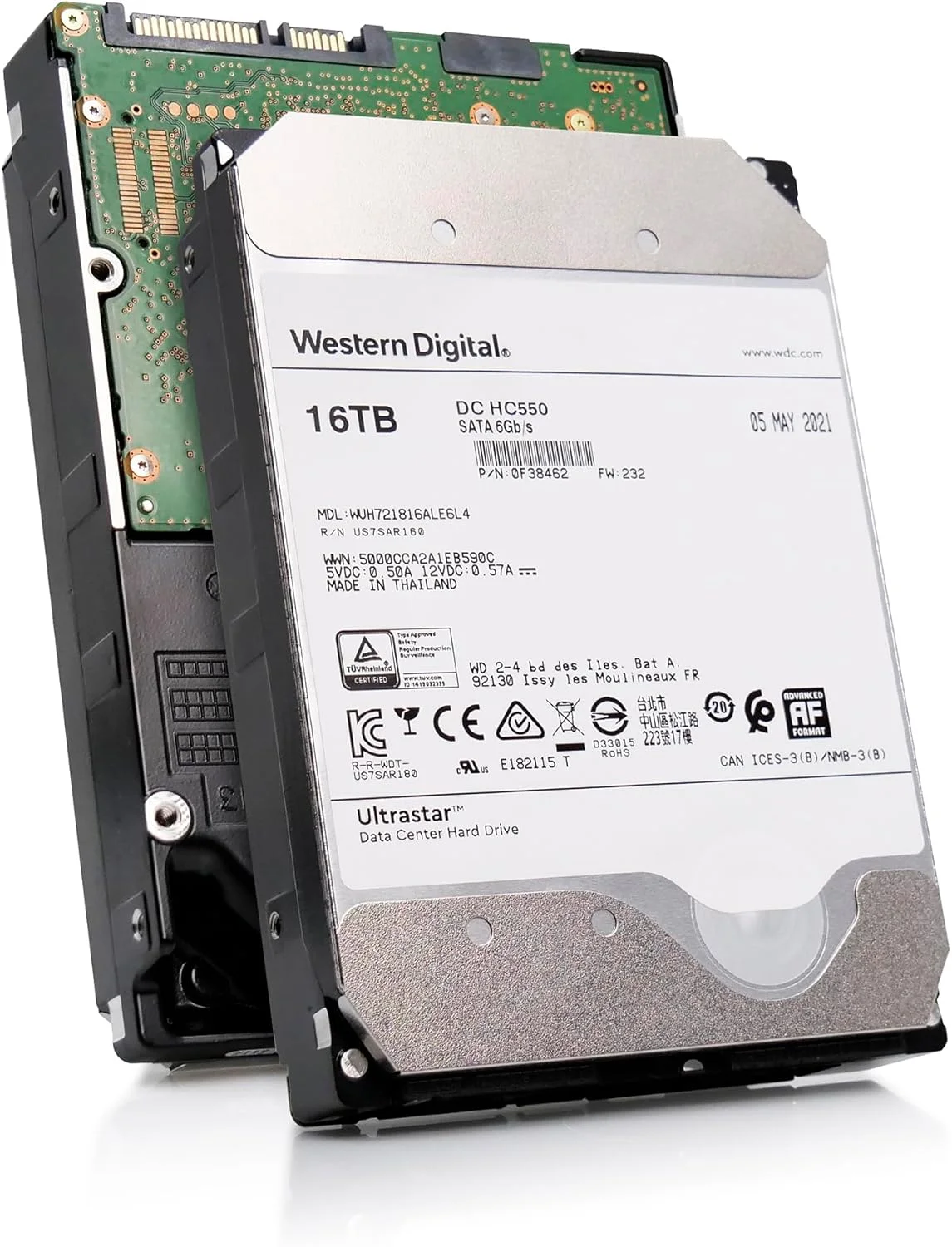 هارد دیسک داخلی 16 ترابایتی وسترن دیجیتال WD Ultrastar DC HC550 Data Center 3.5 اینچی مدل WUH721816ALE6L4 (بازسازی شده)