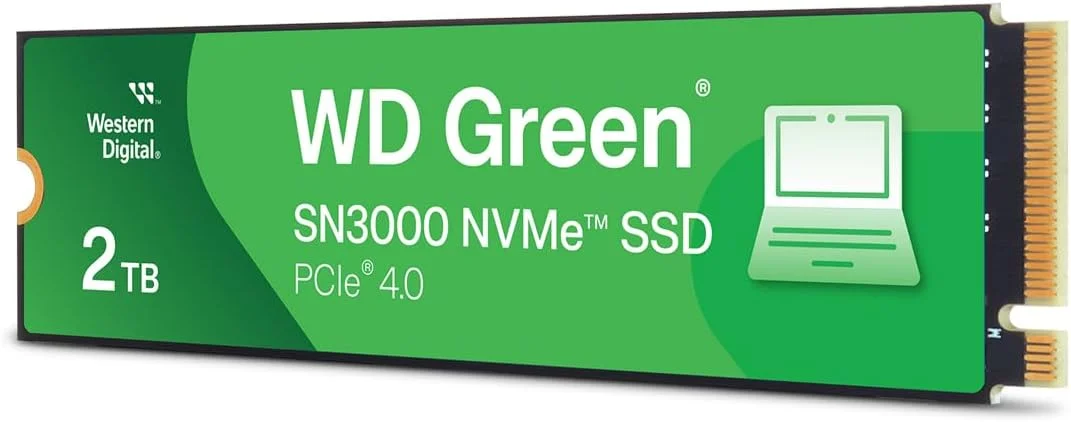 حافظه اس اس دی اینترنال وسترن دیجیتال 2 ترابایت WD Green SN3000 NVMe - درایو حالت جامد - Gen4 PCIe، M.2 2280، تا 5000 مگابایت بر ثانیه - WDS200T4G0E