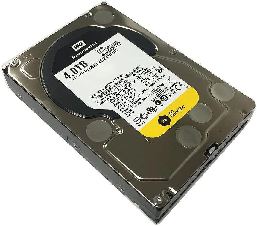 هارد دیسک داخلی وسترن دیجیتال RE WD4000FYYZ با ظرفیت 4 ترابایت، سرعت 7200 دور در دقیقه، حافظه کش 64 مگابایت، رابط SATA 6.0Gb/s و سایز 3.5 اینچ - OEM با 3 سال گارانتی