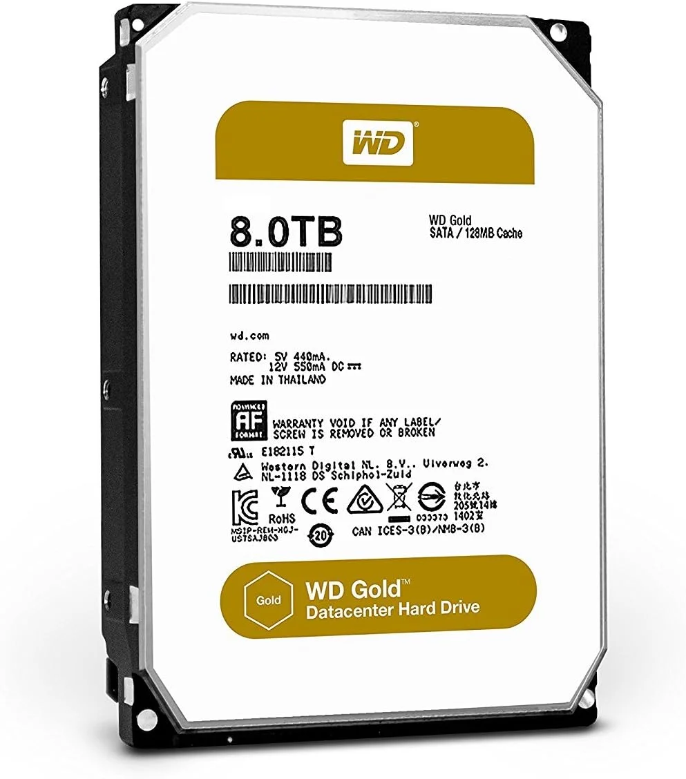 هارد دیسک اینترنال وسترن دیجیتال مدل WD8003FRYZ WD Gold Enterprise-Class - هارد درایو - 8 ترابایت - داخلی - 3.5 اینچ - SATA 6Gb/s - 7200 دور در دقیقه - بافر: 256 مگابایت - (قطعات > هارد دیسک های داخلی)