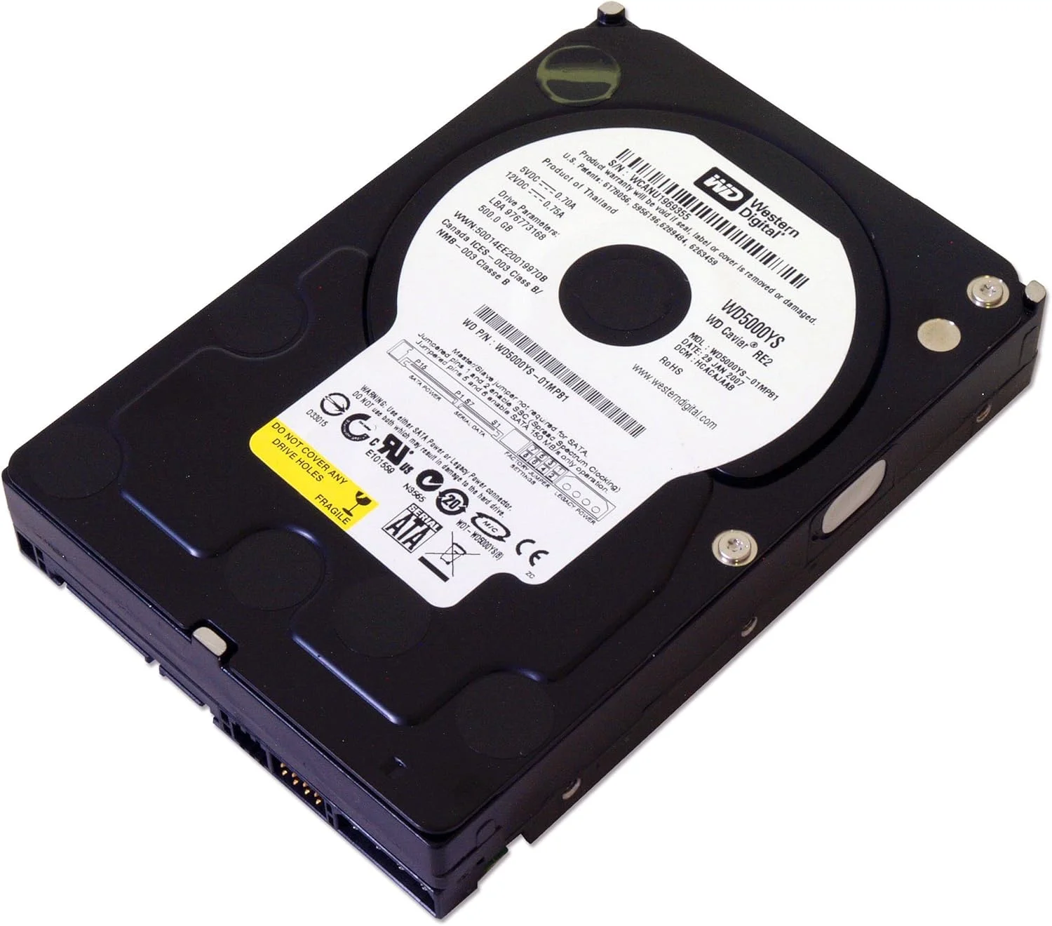 هارد دیسک داخلی 500 گیگابایتی وسترن دیجیتال WD RE2 WD5000YS سایز 3.5 اینچ SATA-300 7200 دور در دقیقه بافر 16 مگابایت