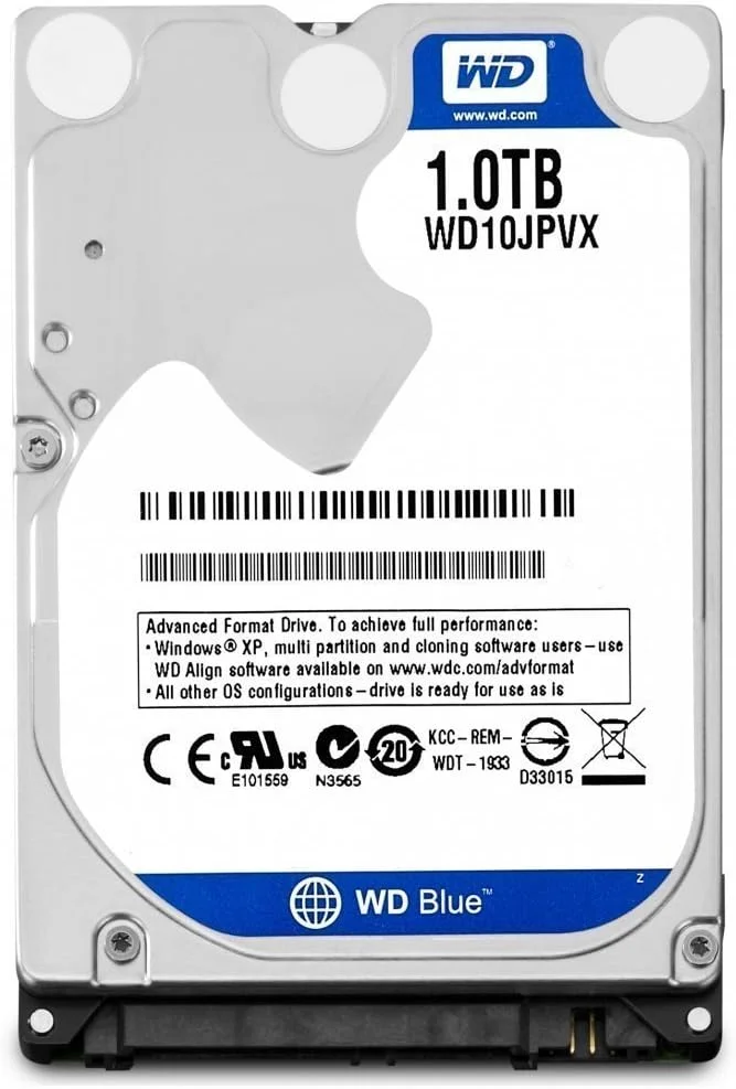 هارد دیسک داخلی وسترن دیجیتال WD مدل New Blue 2016 با ظرفیت 1 ترابایت، سایز 2.5 اینچ، مناسب لپ تاپ و نوت بوک، رابط SATA 6Gb/s، ارتفاع 9.5 میلی متر و سرعت 5400RPM، مدل WD10JPVX