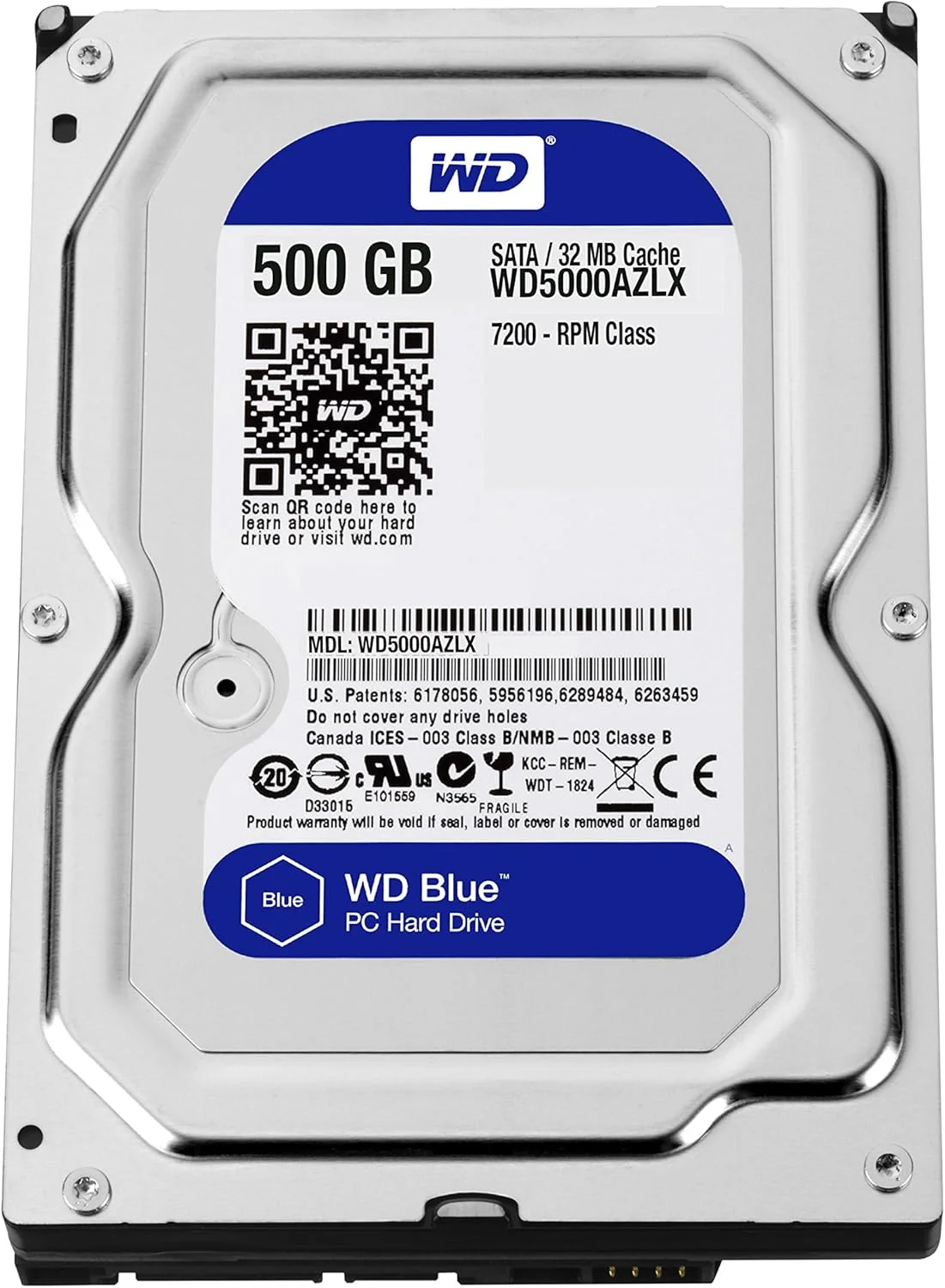 هارد دیسک داخلی 500 گیگابایتی وسترن دیجیتال آبی 3.5 اینچی SATA III