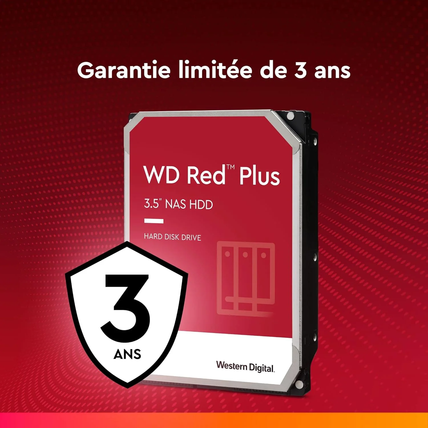 هارد دیسک داخلی وسترن دیجیتال WD Red Plus 2TB NAS 3.5 اینچ - کلاس 5400 RPM، SATA 6 Gb/s، CMR، حافظه کش 64 مگابایت