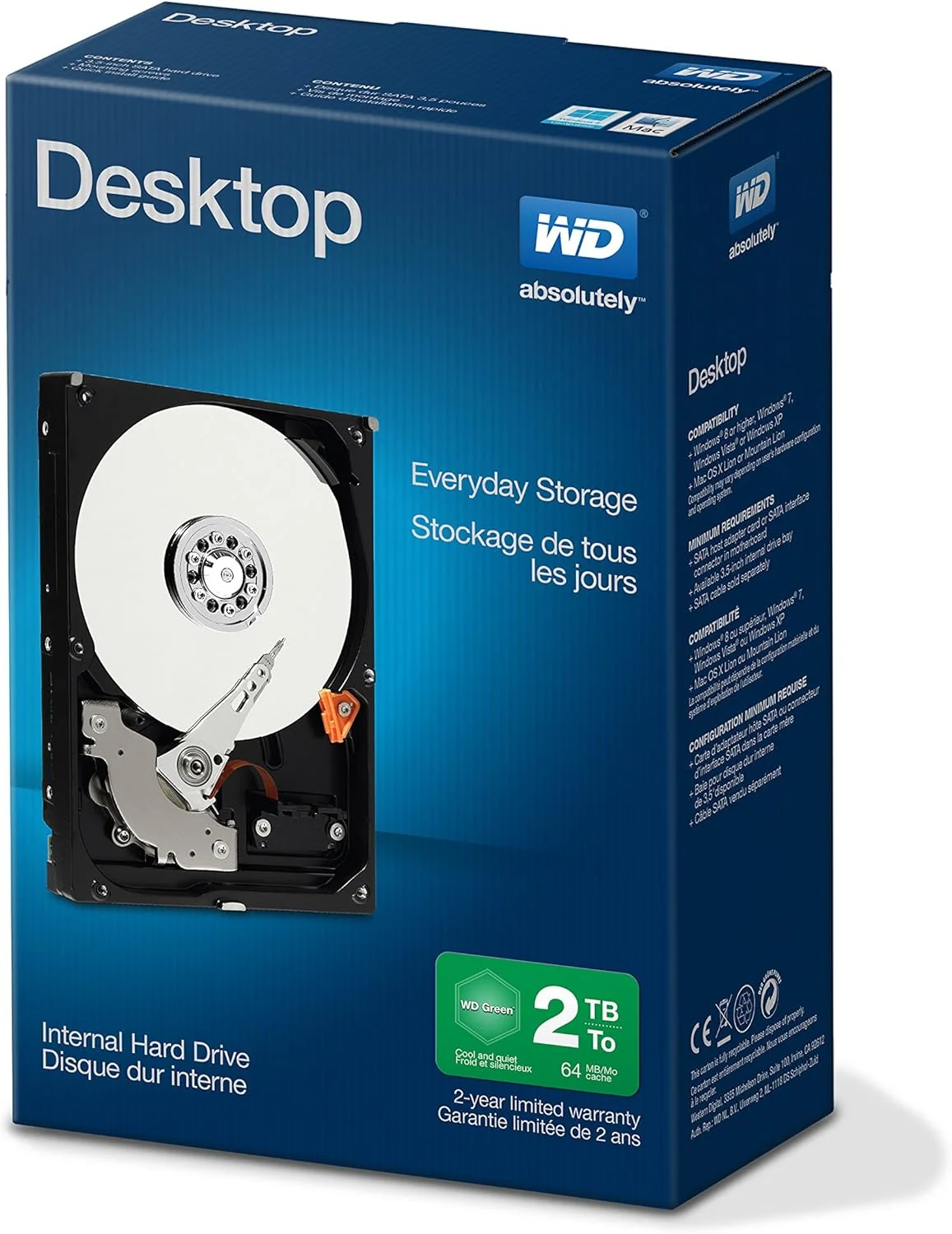 هارد دیسک وسترن دیجیتال WD با ظرفیت 2 ترابایت، 3.5 اینچی، مناسب دسکتاپ مدل Mainstream WDBH2D0020HNC-NRSN