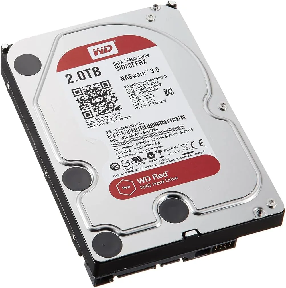 هارد دیسک وسترن دیجیتال WD20EFRX با ظرفیت 2 ترابایت، سایز 3.5 اینچ، رابط SATA 6Gb/s و حافظه کش 64 مگابایت