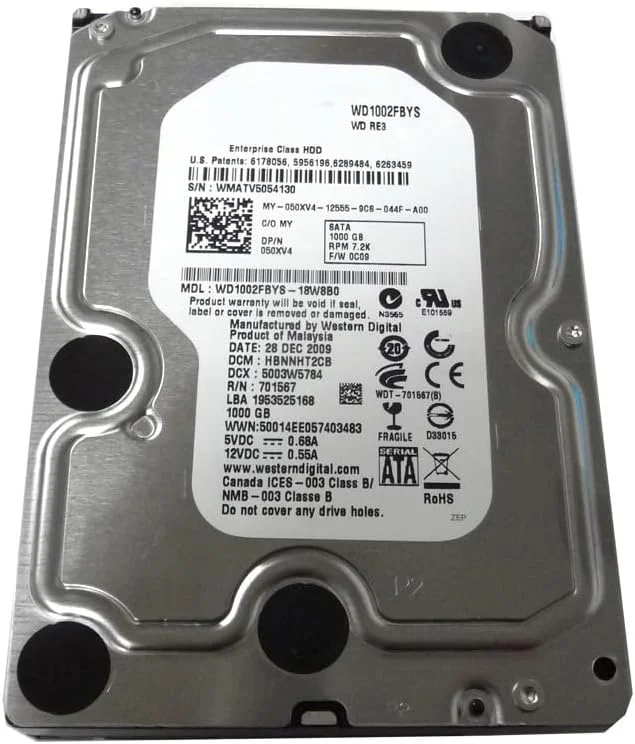 هارد دیسک وسترن دیجیتال 1 ترابایت 7200 دور در دقیقه SATA 3.0 گیگابیت بر ثانیه 3.5 اینچی مدل RE3 (بازسازی شده)