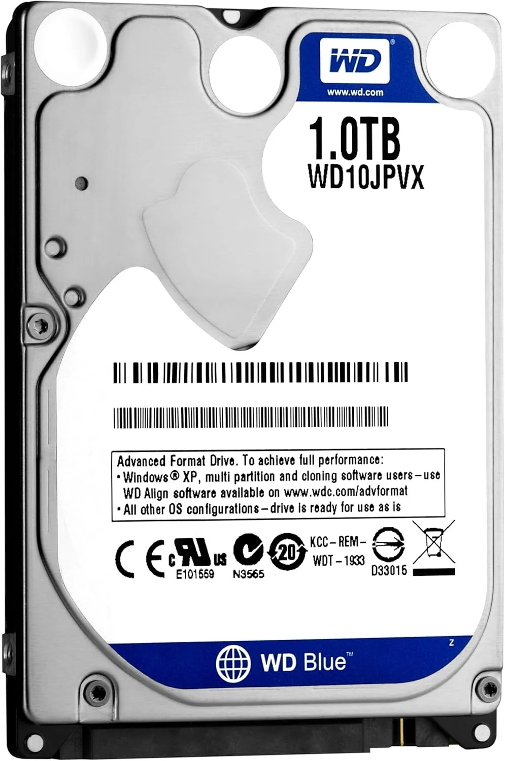 هارد دیسک وسترن دیجیتال WD Blue با ظرفیت 1 ترابایت، 2.5 اینچی، مناسب PS4، رابط SATA6.0G، سرعت 5400 دور در دقیقه، 8 مگابایت کش، مدل WD10JPVX