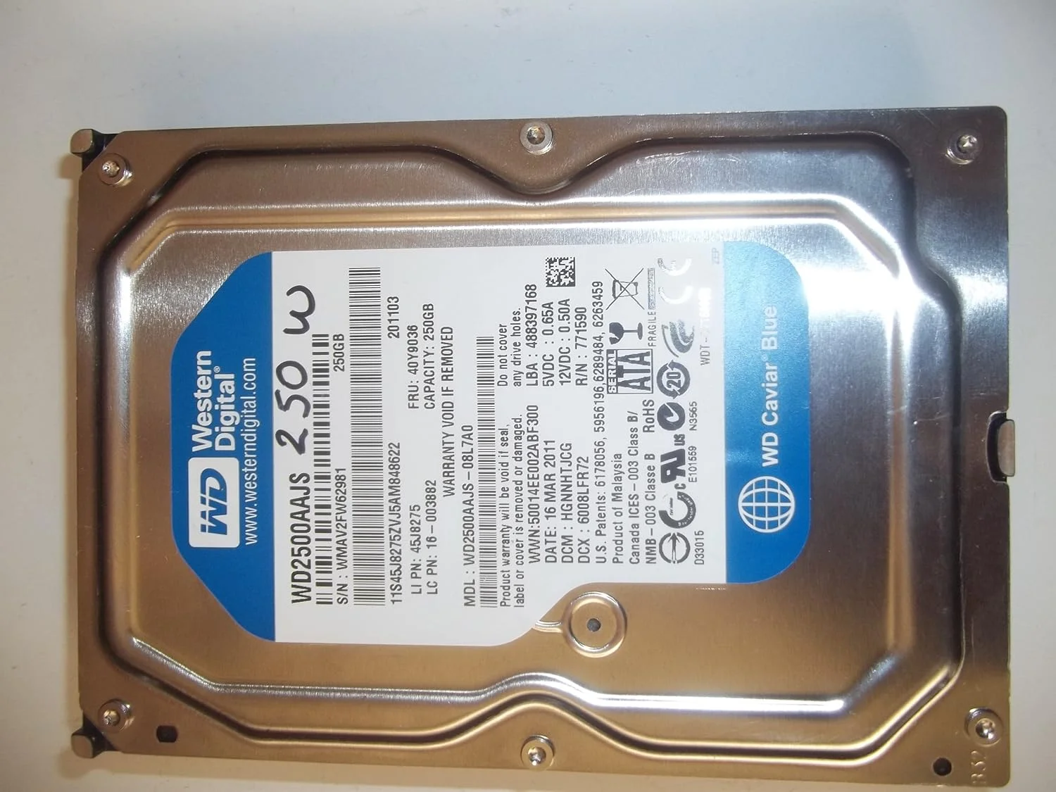 هارد دیسک وسترن دیجیتال مدل WD2500AAJS با ظرفیت 250 گیگابایت سری Caviar Blue